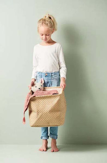 Kids Concept Kinder Aufbewahrungskorb Faltbar aus Stoff Beige 30x30x30cm 2Stück