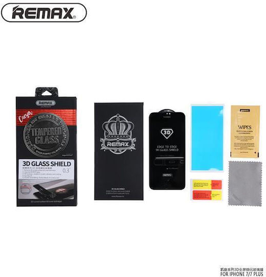 Remax Glass Shield 3D 0.3мм Закалено стъкло Черен (iPhone 8 Plus / 7 Plus) 52963