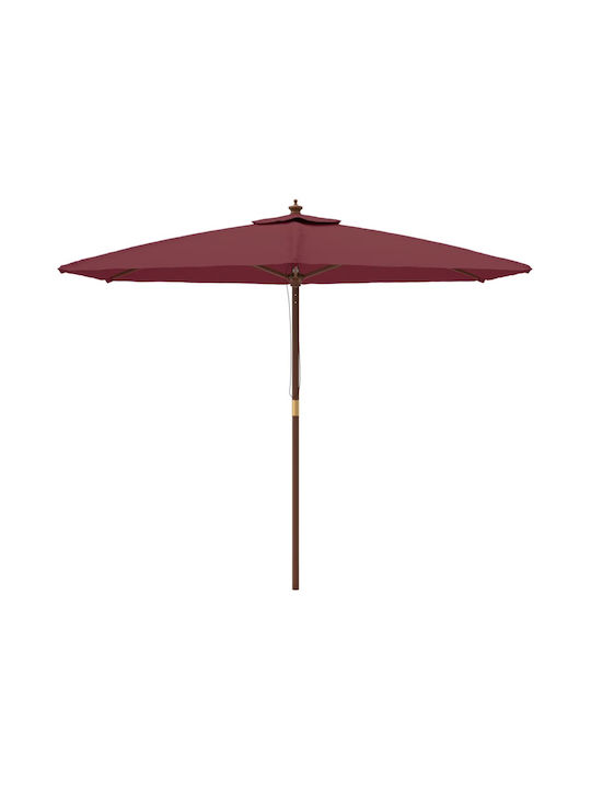 Round Wooden Burgundy Garden & Terrace Parasol F2.99xH2.4m