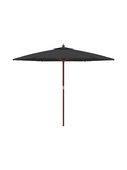 Round Wooden Black Garden & Terrace Parasol Φ2.99xH2.4m