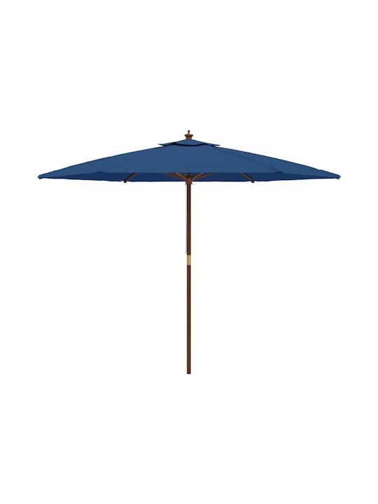 Garten & Terrassen Sonnenschirm Bodenständer Rund Holz Blau 2.99x2.4m 363174