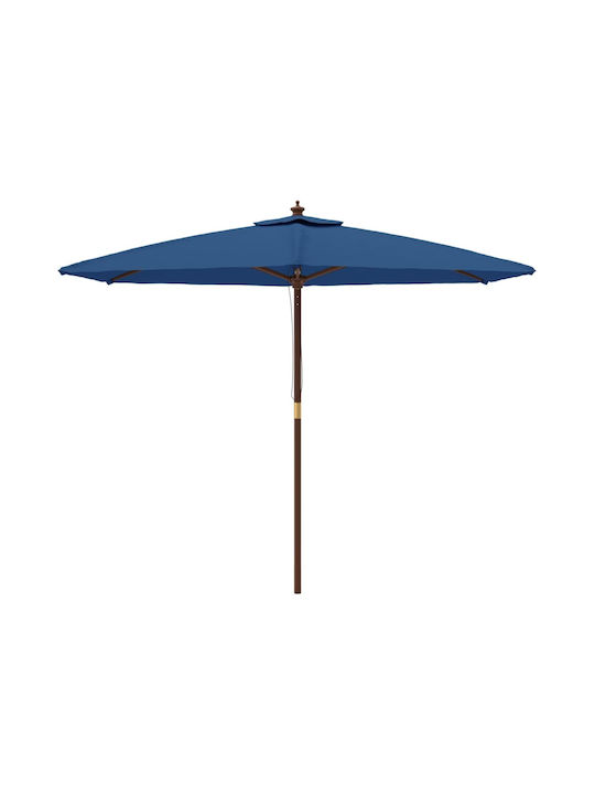 Garten & Terrassen Sonnenschirm Bodenständer Rund Holz Blau 2.99x2.4m 363174