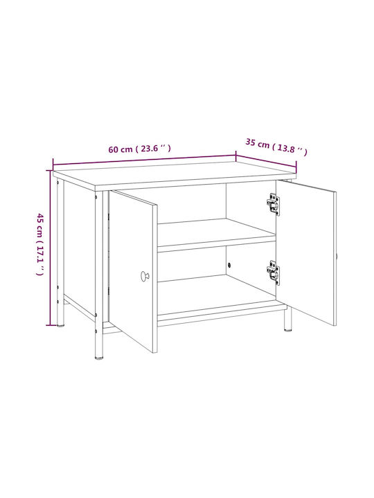 TV-Ständer aus Metall & geräucherter Eichenholz M60xT35xH45cm
