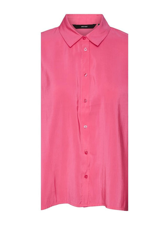 Vero Moda Women's Monochrome Short Sleeve Shirt Pink Yarrow