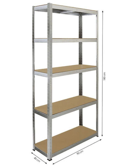 Fieldmann Raft Dexion Galvanizat 90x40x180 cm Cu 5 Rafturi Rezistență Totală 875 kg
