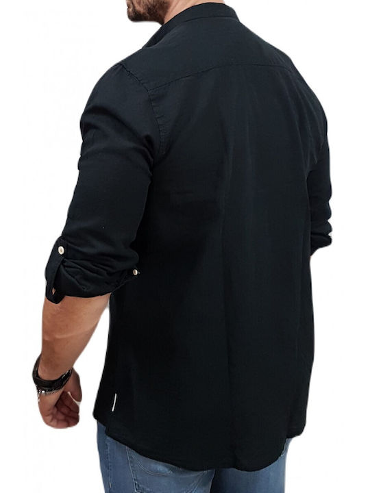 Rebase Men's Shirt Long Sleeve Linen Black