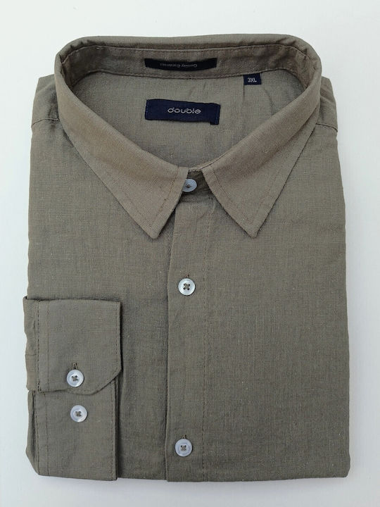 Long-sleeved Linen Shirt Khaki