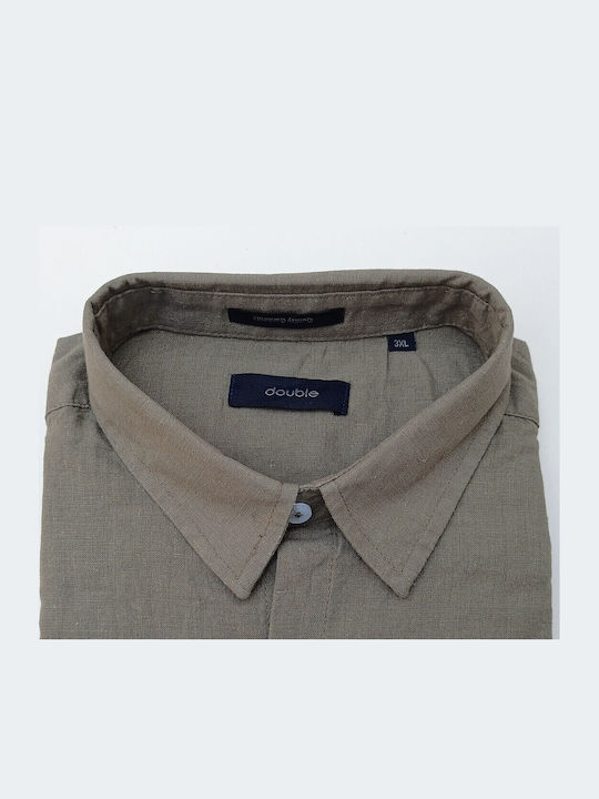 Long-sleeved Linen Shirt Khaki