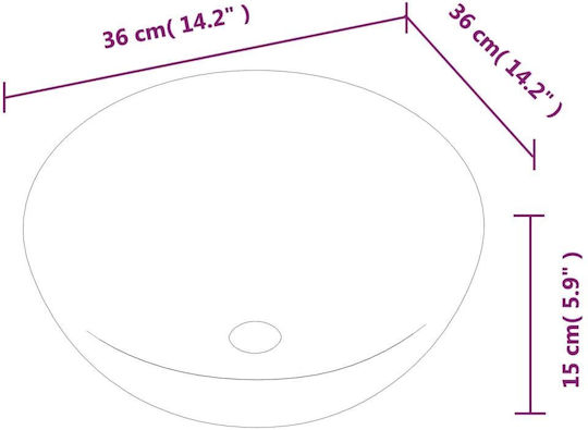 vidaXL Επικαθήμενος Νιπτήρας Κεραμικός 36x36x15cm Λευκός