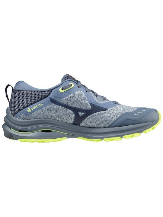 Mizuno Wave Rider Sport Shoes Running Waterproof with Gore-Tex Membrane Vintage Indigo / Neo Lime