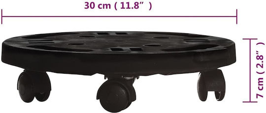 vidaXL Plastic Plant Stand Black with Wheels 30x30cm