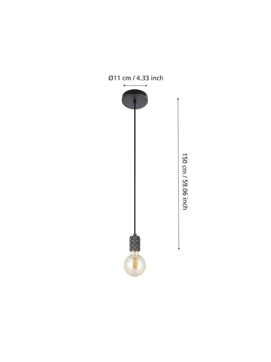 Eglo Yorth Pendant Light Single-Light for Socket E27 Black