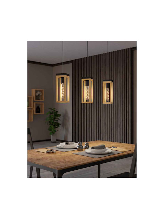 Eglo Nafferton Pendant Light Three-Light Rail for Socket E27 Beige