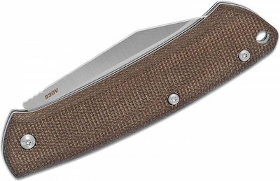 Benchmade Proper Micarta Pocket Knife Brown Total Length 16.89pcs with Blade made of Stainless Steel 7.16pcs Thickness 2.286mm in Sheath