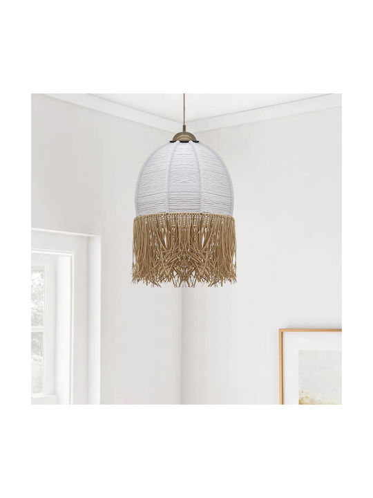 Megapap Matera Pendant Light Single-Light with Rope for Socket E27 with Natural White Light White