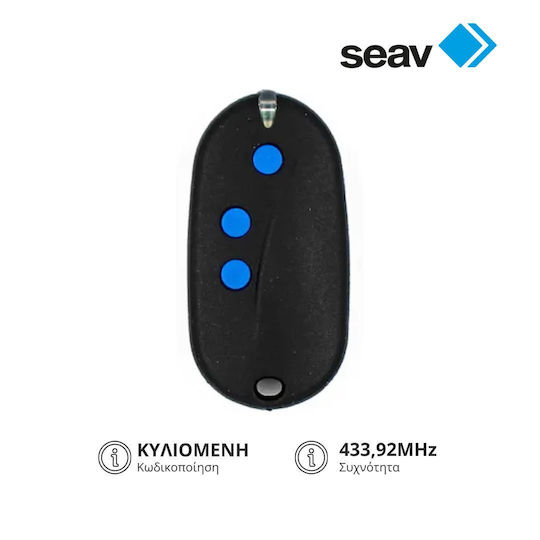 Seav BeHAPPY RS3N Τηλεχειριστήριο Γκαραζόπορτας Κυλιόμενου Κωδικού με 3 Κανάλια 433.92MHz
