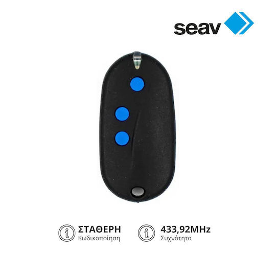 Seav BeHAPPY S3N Τηλεχειριστήριο Γκαραζόπορτας Σταθερού Κωδικού με 3 Κανάλια 433.92MHz