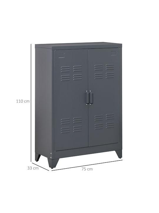 Dulap cu două uși Metal cu 3 Rafturi 75x33x110cm