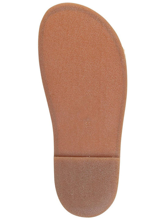 Leder Damen Flache Sandalen in Beige Farbe