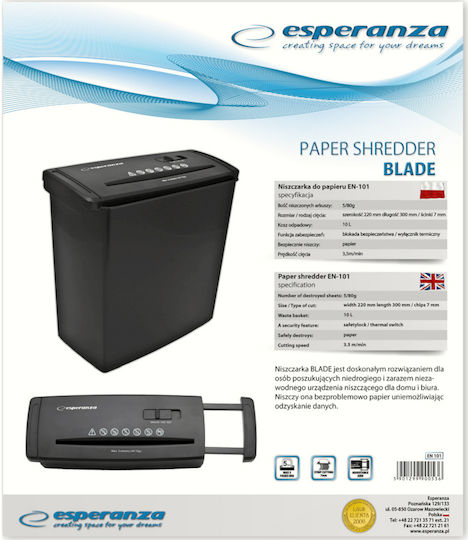 Esperanza Blade Strip Cut 5-Sheet Paper Shredder