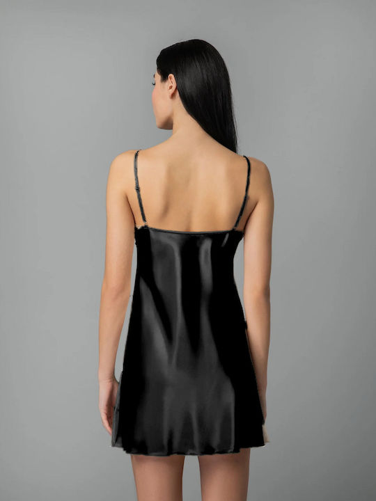 Milena by Paris Καλοκαιρινό Σατέν Γυναικείο Νυχτικό με String Μαύρο 3392 Milena by Paris Καλοκαιρινό Σατέν Γυναικείο Νυχτικό με String Μαύρο 3392