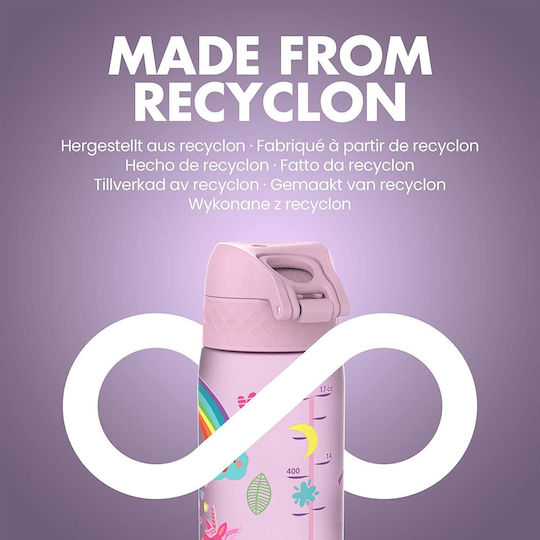Ion8 Slimkids Παιδικό Παγούρι Μονόκερος Πλαστικό Non Spill Ροζ 500ml