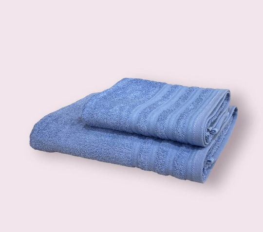 Decotelia Set of 12 Hotel Towels Face 90x50cm Light Blue Weight 500gsm