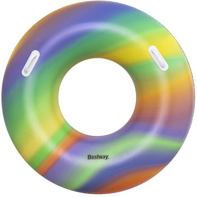 Bestway Rainbow Kids' Swim Ring with Handles and Diameter 119cm.