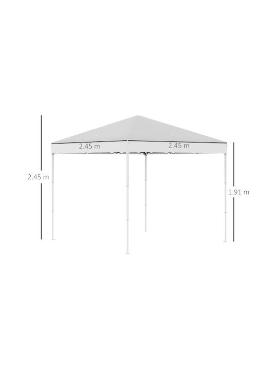 Outsunny Πτυσσόμενο Κιόσκι Κήπου Λευκό 2.45x2.45m