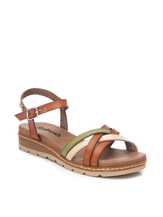 Refresh Synthetic Leather Women's Sandals with Ankle Strap Orange