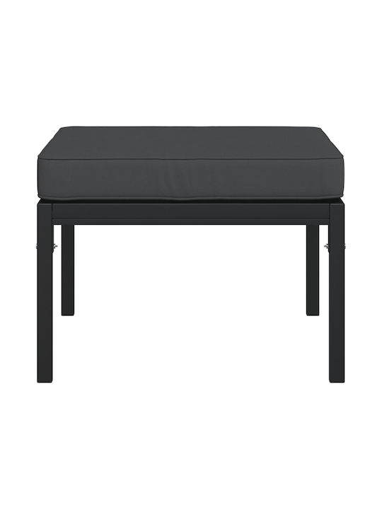 Metallic Garden Stool Cube Outdoor with Cushion Grey 2 Pieces 60x60x35cm