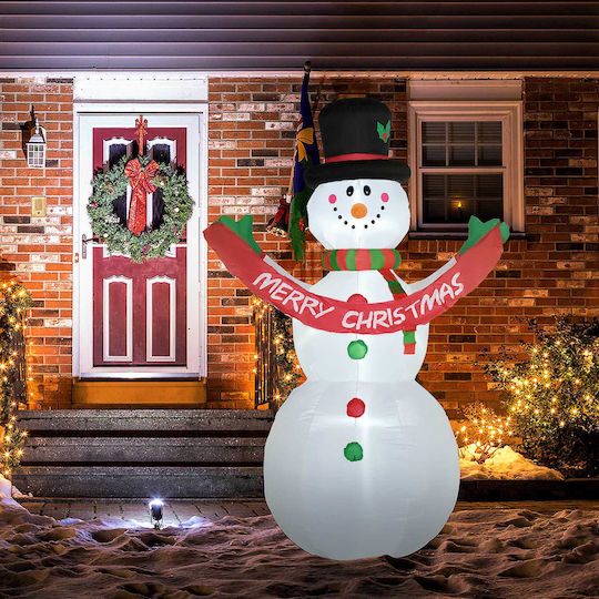 HomCom Illuminated Christmas Plastic Figure SNowman White Length 95cm
