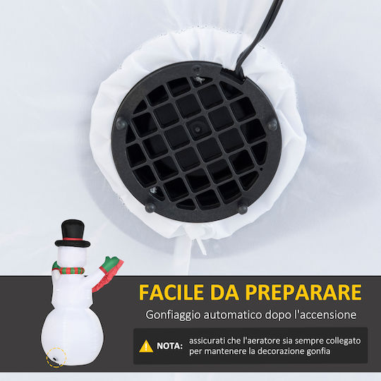HomCom Illuminated Christmas Plastic Figure SNowman White Length 95cm