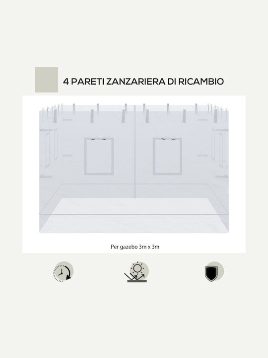 Outsunny Κιόσκι Κήπου Gazebo Λευκό 3x3m