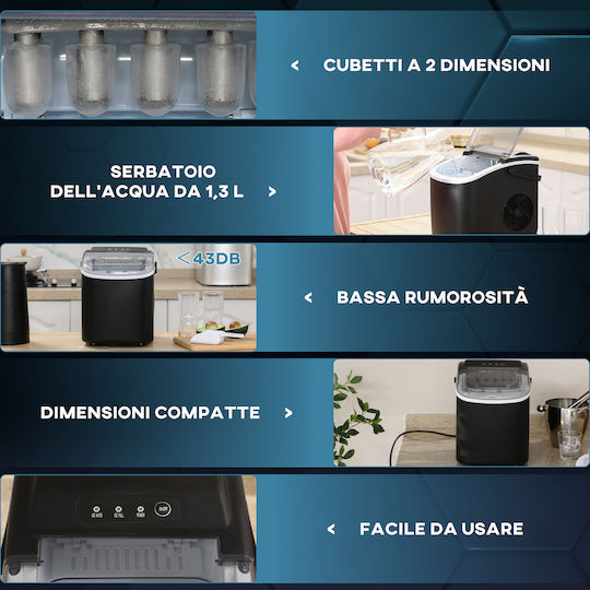 HomCom Παγομηχανή με Ημερήσια Παραγωγή 12kg
