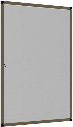 vidaXL Mosquito Net Window Permanent Aluminum Brown with Frame 120x80cm