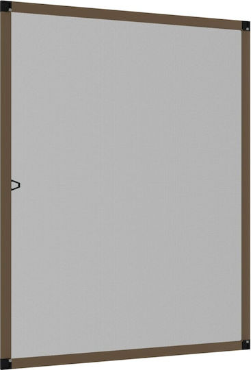 vidaXL Window Mosquito Net Fixed Aluminum Brown with Frame 100x80cm