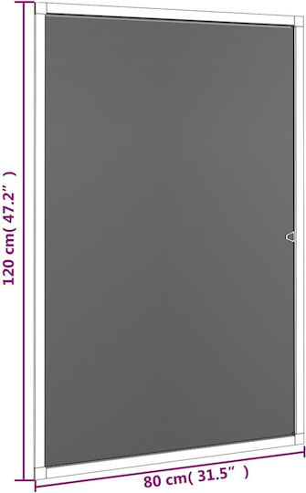 vidaXL Mosquito Net Window Permanent Aluminum Brown with Frame 120x80cm