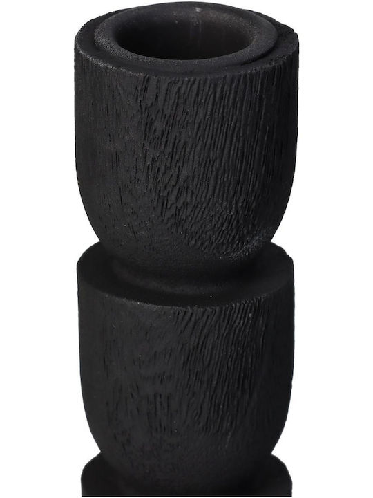 ArteLibre Candle Holder Polyresin in Black Color 8x8x22.5cm 1pcs