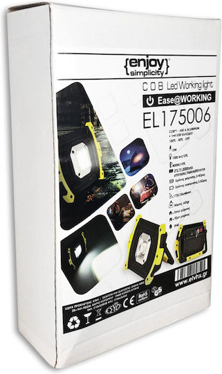 Elvhx Battery Jobsite Light LED IP44 with Brightness up to 1000lm