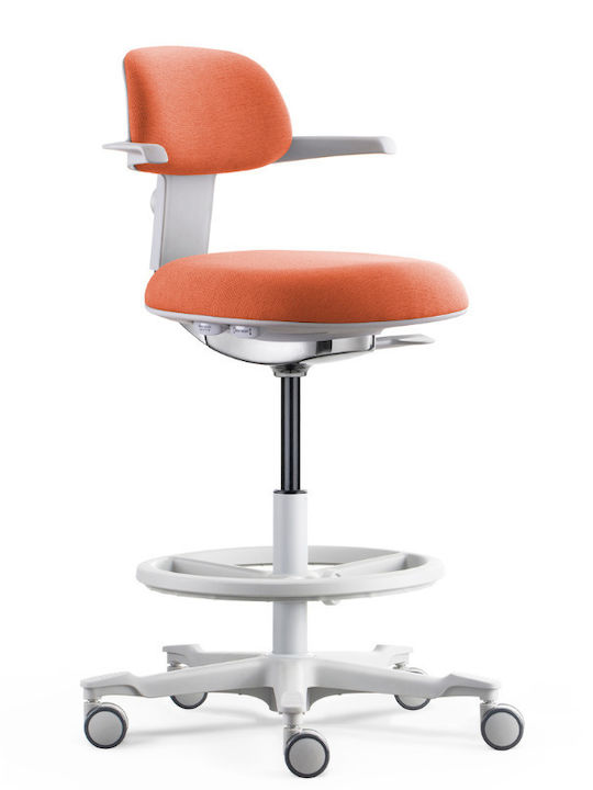 Σκαμπό Γραφείου με Πλάτη White / Orange 53x55x83.5cm
