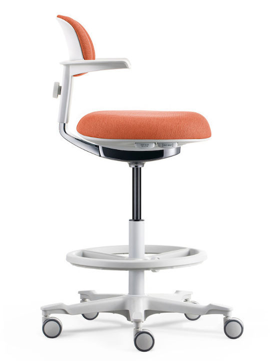 Σκαμπό Γραφείου με Πλάτη White / Orange 53x55x83.5cm
