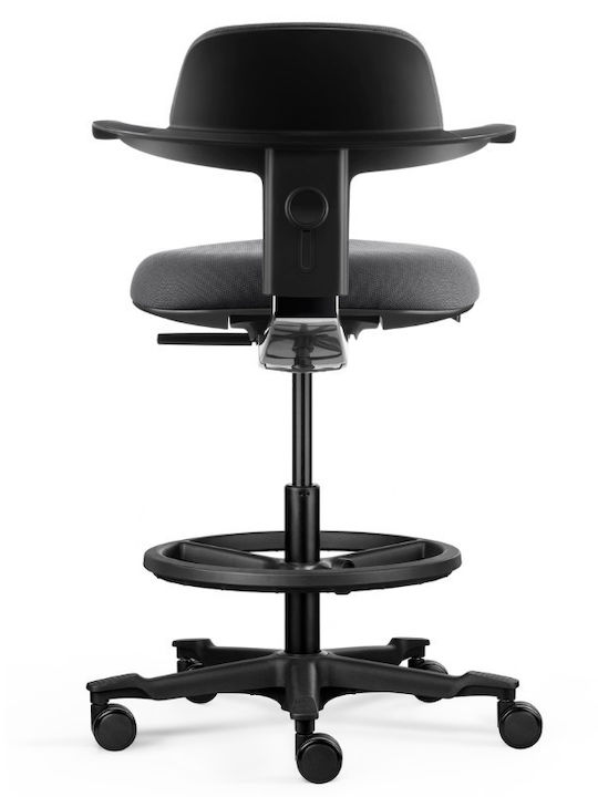 Σκαμπό Графическо с гръбнак Black / Anthracite 53x55x83.5см
