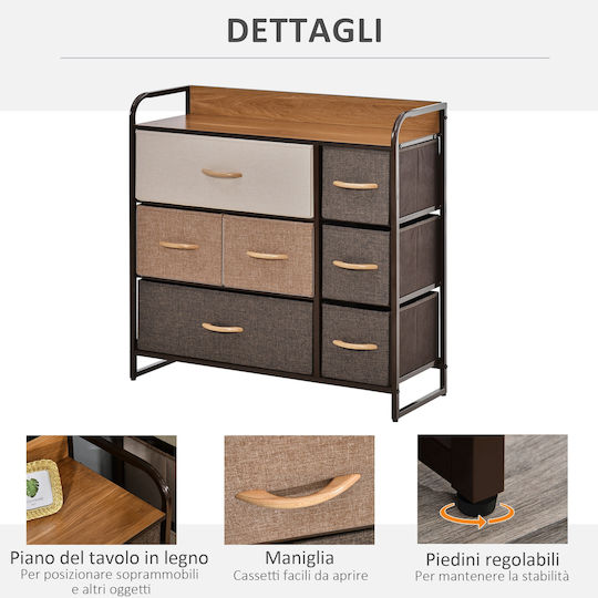 Drawers Storage Wooden with 7 Drawers L80xW29xH78.5cm
