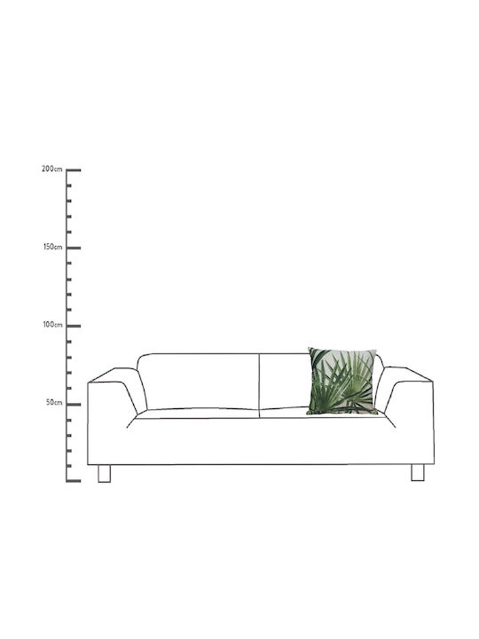 ArteLibre Sofa Cushion Pillow Leaf Palm Green 100% Cotton Green 45x45cm