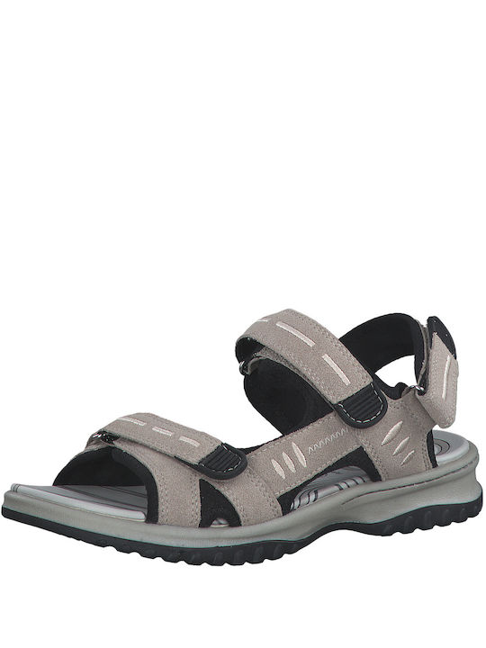Jana Synthetic Leather Women's Sandals with Ankle Strap Gray