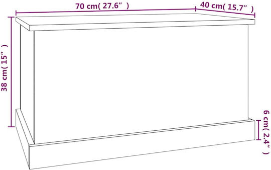 vidaXL Sonoma Дърво Кутия за съхранение с капак Сив 70x40x38см 1бр