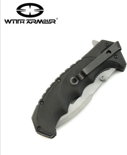 WithArmour Punisher Pocket Knife Black in Sheath