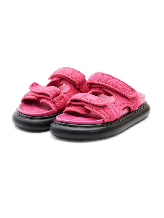 Desigual Damen Flache Sandalen in Fuchsie Farbe