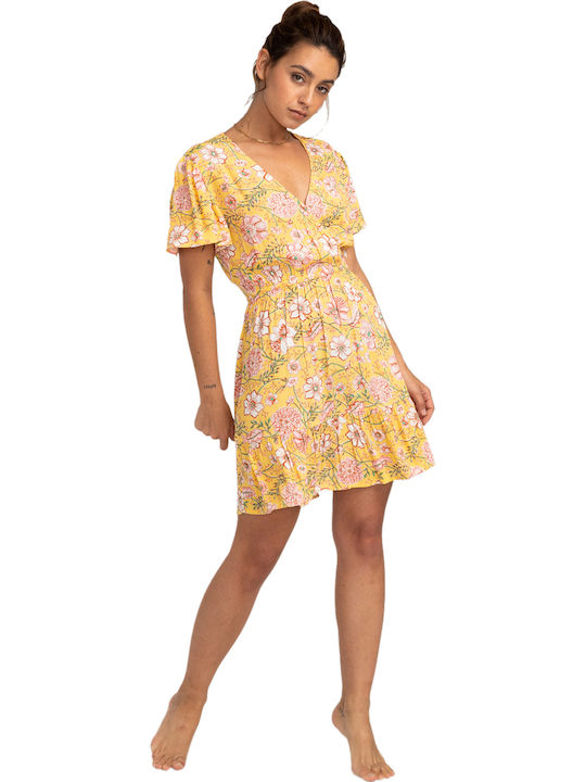Spring Light Summer Mini Dress Wrap Golden Peach
